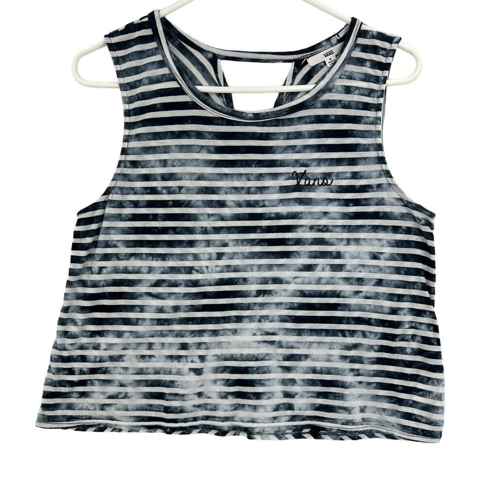 Vans Cropped Tank Tops, Navy Blue and White, Stripped and Tye Die, Size S